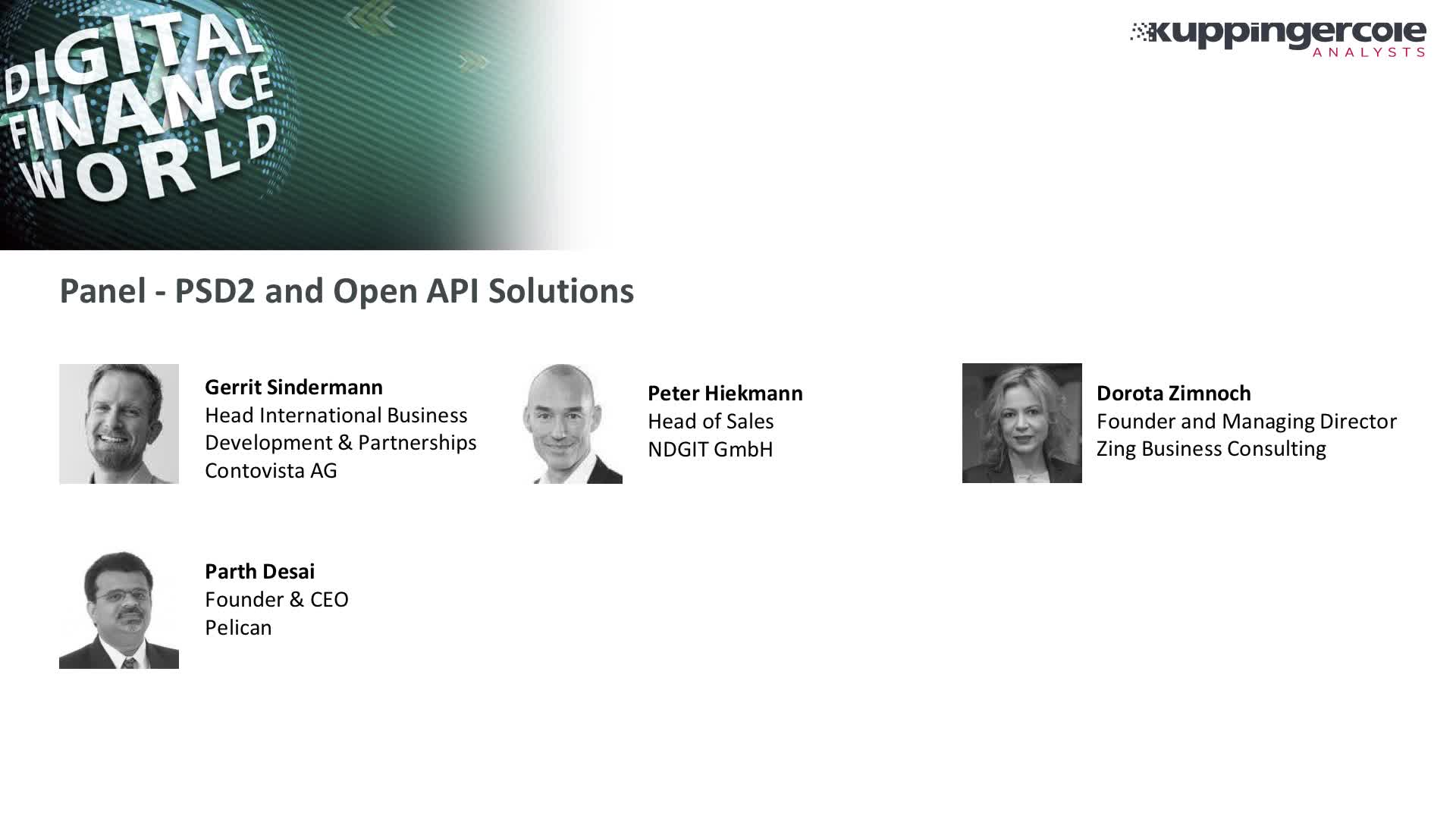 Panel - PSD2 and Open API Solutions | KuppingerCole Analysts